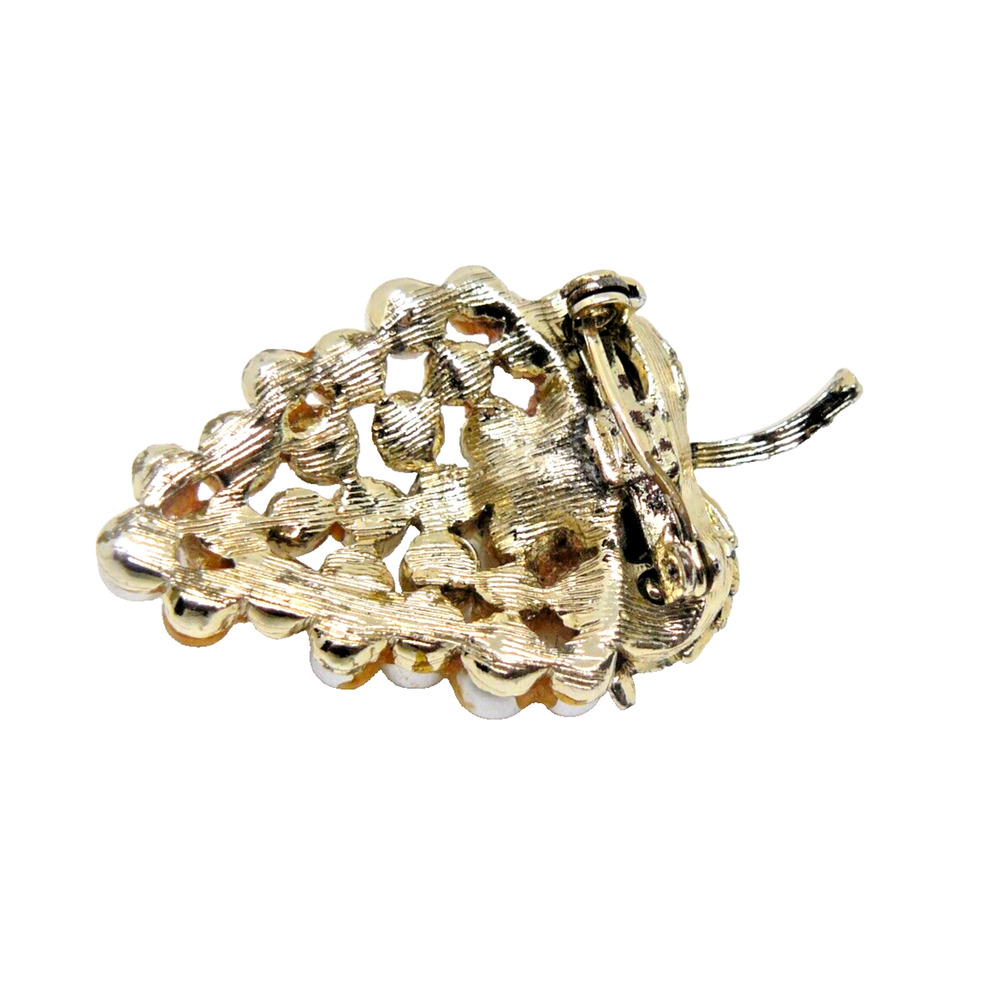 Vintage Silver Tone Faux Pearl Grape Cluster Pin Brooch - Picture 5 of 5